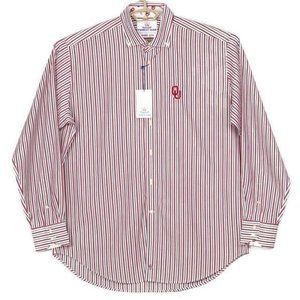 Oklahoma Sooners Thomas Dean Dress Shirt‎ White Red Blue Striped XL